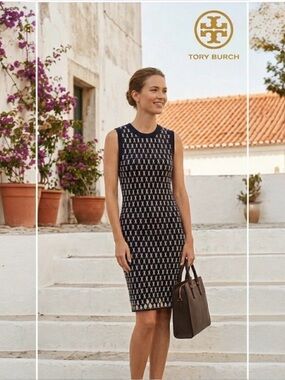 Tory Burch "Carolina" Sleeveless Knit Shift Dress - Size 6